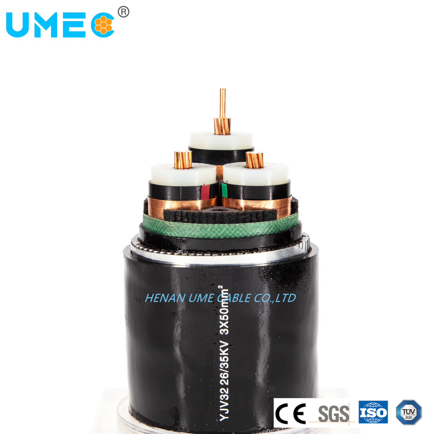Cu/XLPE/PVC Copper Insulated Mv Underground Power Cable for 33/11kv Substation