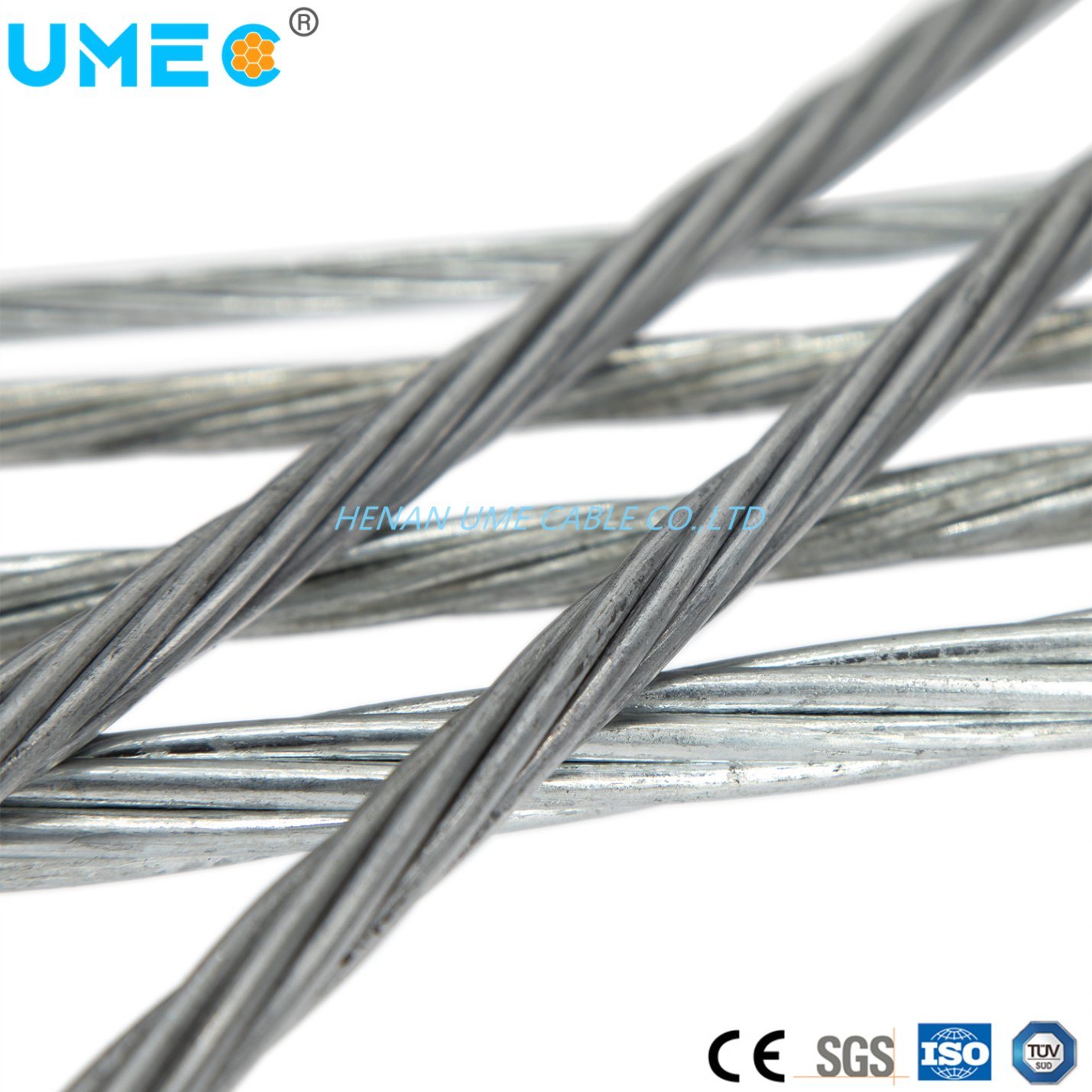 Electrical High Tensile Strand Guy Carbon Galvanized Steel Stranded Wire 7/3.05mm Electric Steel Cable