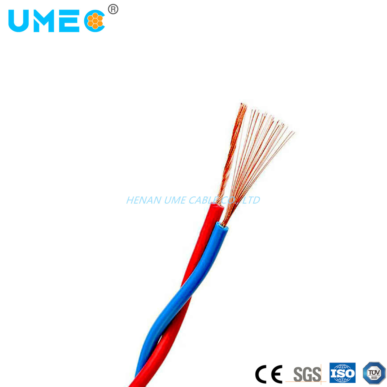 
                Directa de Fábrica de 2 núcleos de 0,5 0,75 1,0 1,5 2,5 mm2 Rvs Condutor de cobre de par trenzado El cable de PVC flexible
            