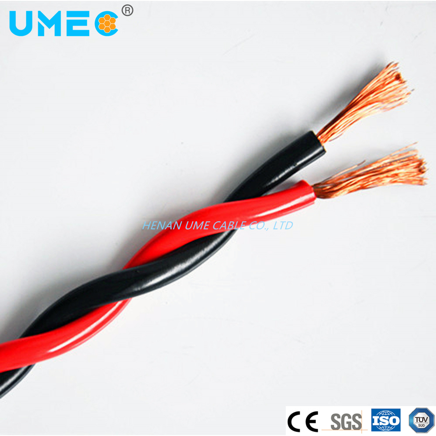 Free Sample Electric Cable Wire 2c*0.75/1.0/1.5/2.5/4.0/6.0/10mm2 Bare Copper Wire Strand with Different Color Rvs Wire and Cable