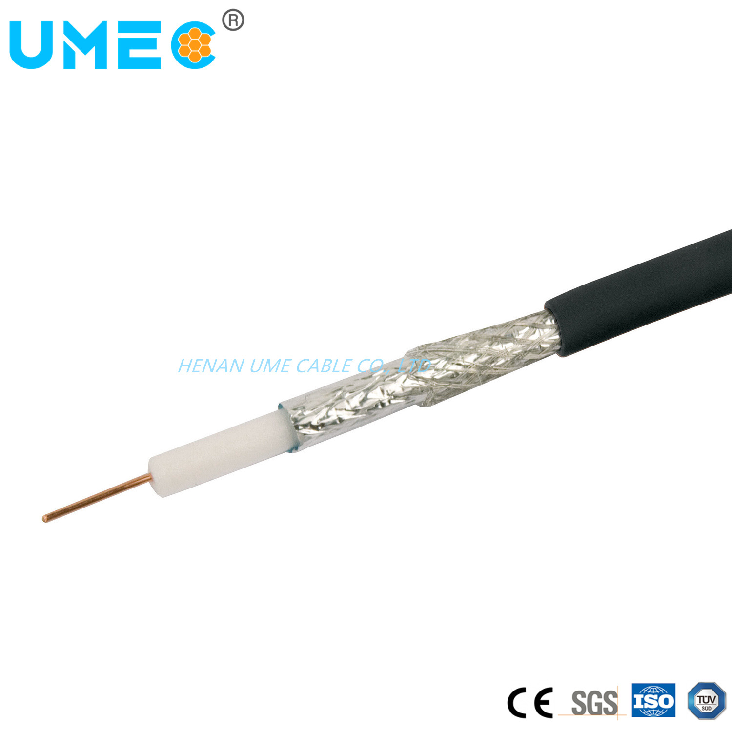 Free Sample ISO OEM RF Coaxial Cable Tinned-Coated Copper Brading 50ohm 75ohm Coaxial Cable
