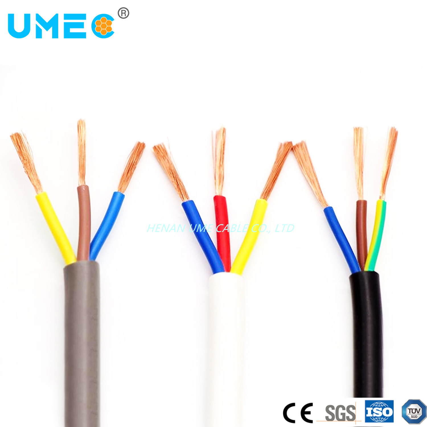 IEC 60227 Standard 450/750V 2X1.0mm2 / 2X2.5 mm2 / 3X0.75mm2 / 3 X 2.5 mm2 Flexible Electrical Cable Wire H05vvf