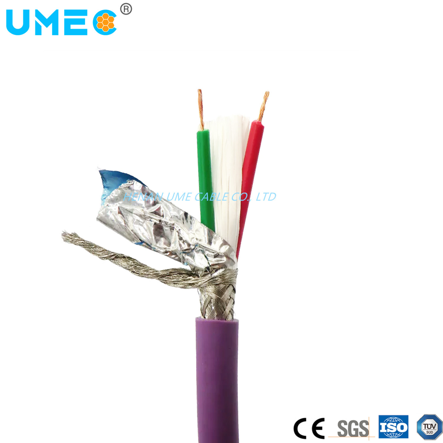 China 
                Cable multiconductor Norma IEC, 2CX22AWG sólida lámina Ins Tc, PE&Malla Violeta 6xv18300EH10
              fabricante y proveedor