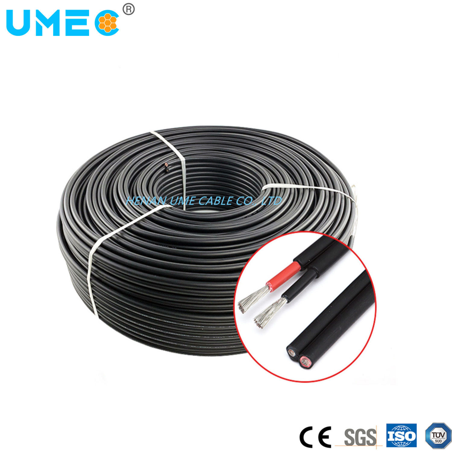 IEC Standard Tinned Copper Conductor XLPE/Xlpo Solar Wire PV1-F Solar PV Cable 1c 2c*4mm2 6mm2 10mm2 for Solar Panel