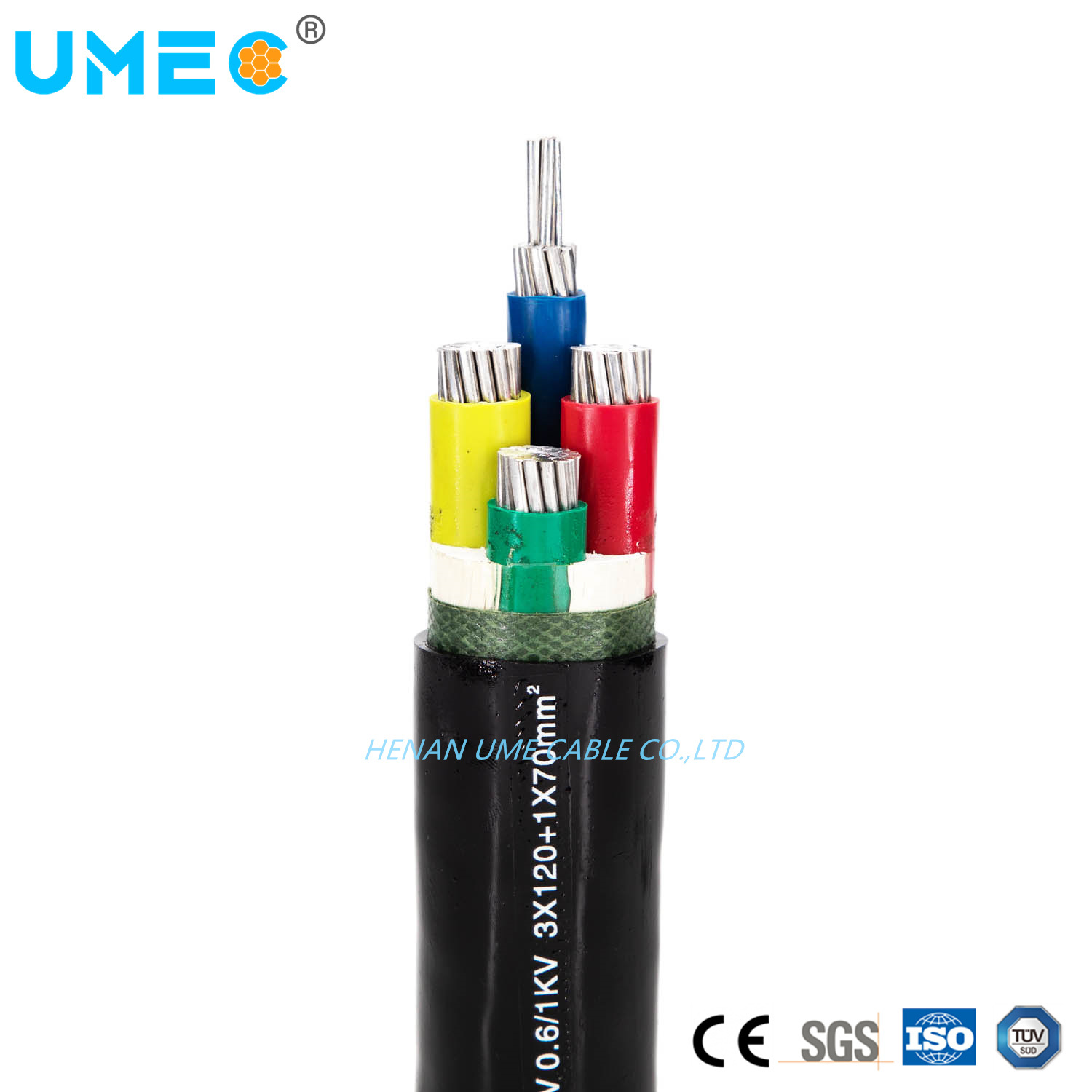 Китай 
                Низковольтный алюминиевый кабель питания 4X50 мм2 4X35 мм2 4X25 мм2 Al/XLPE/PVC 0.6/1 кв Кабель питания Yjlv
              производитель и поставщик