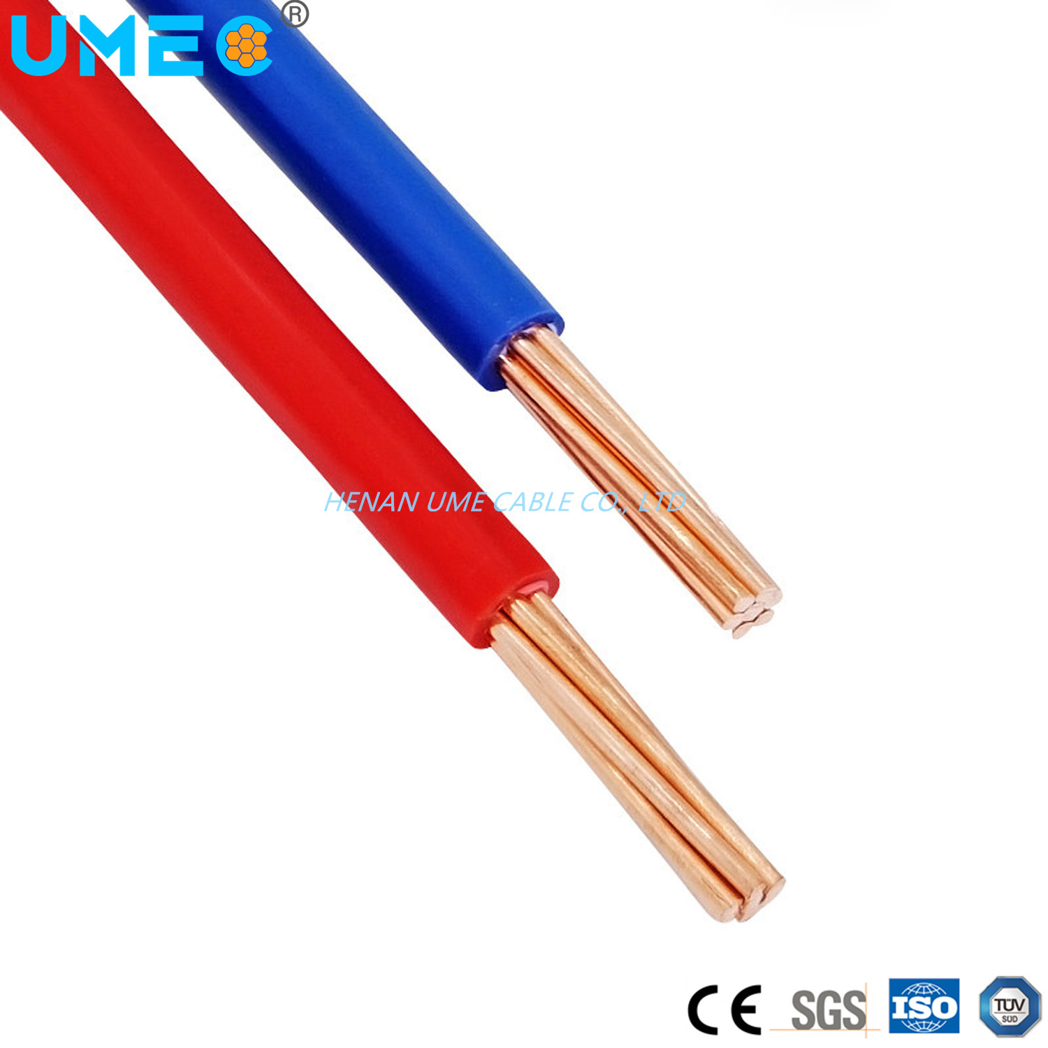 Multiple Strands Copper Conductor PVC Insulated Wire Red/Yellow/Blue/Green-Yellow 2.5sqmm-70sqmm Bvr