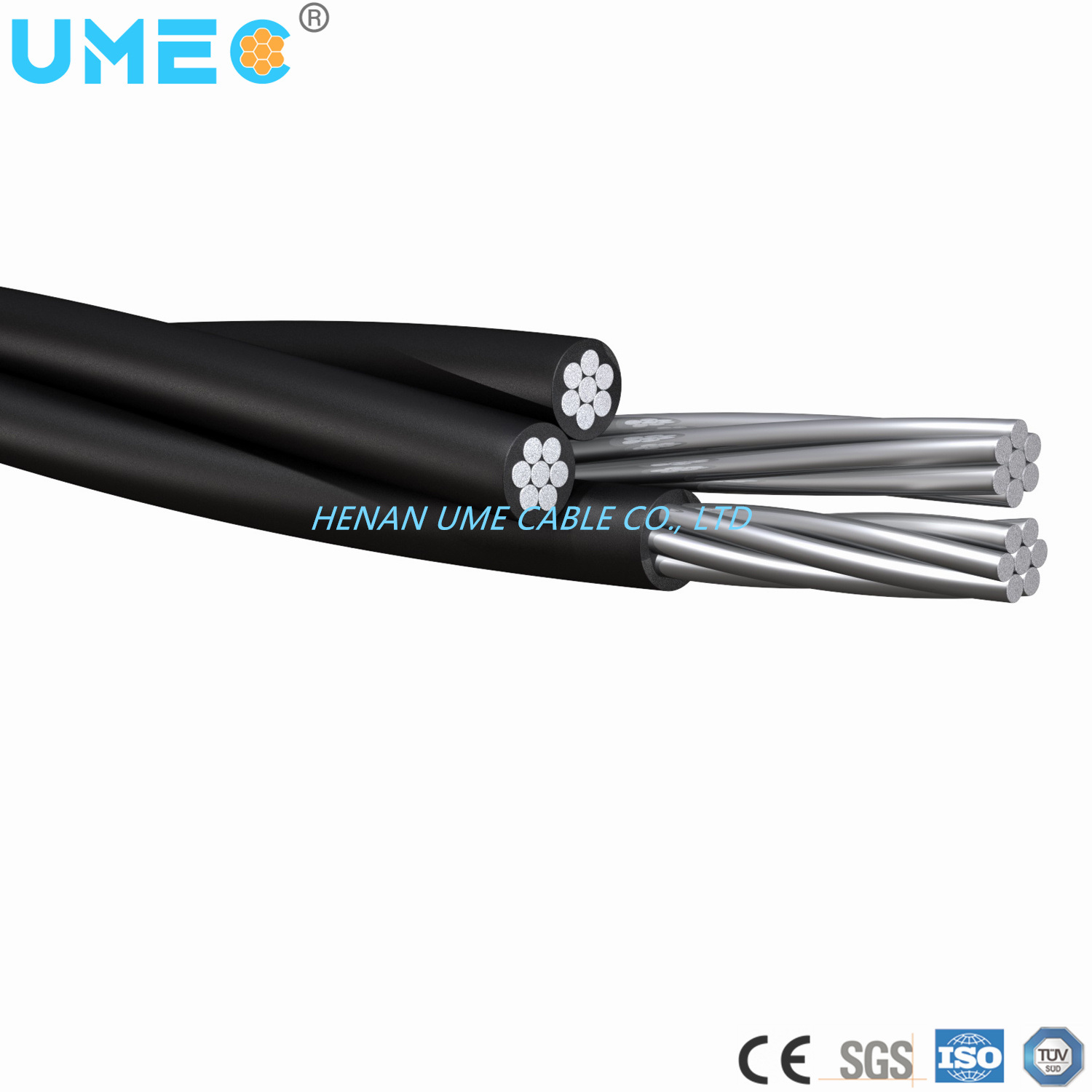 Overhead Distribution Line Quadruplex Service Drop Cable 4 Strands Aluminum Conductor ABC Cable