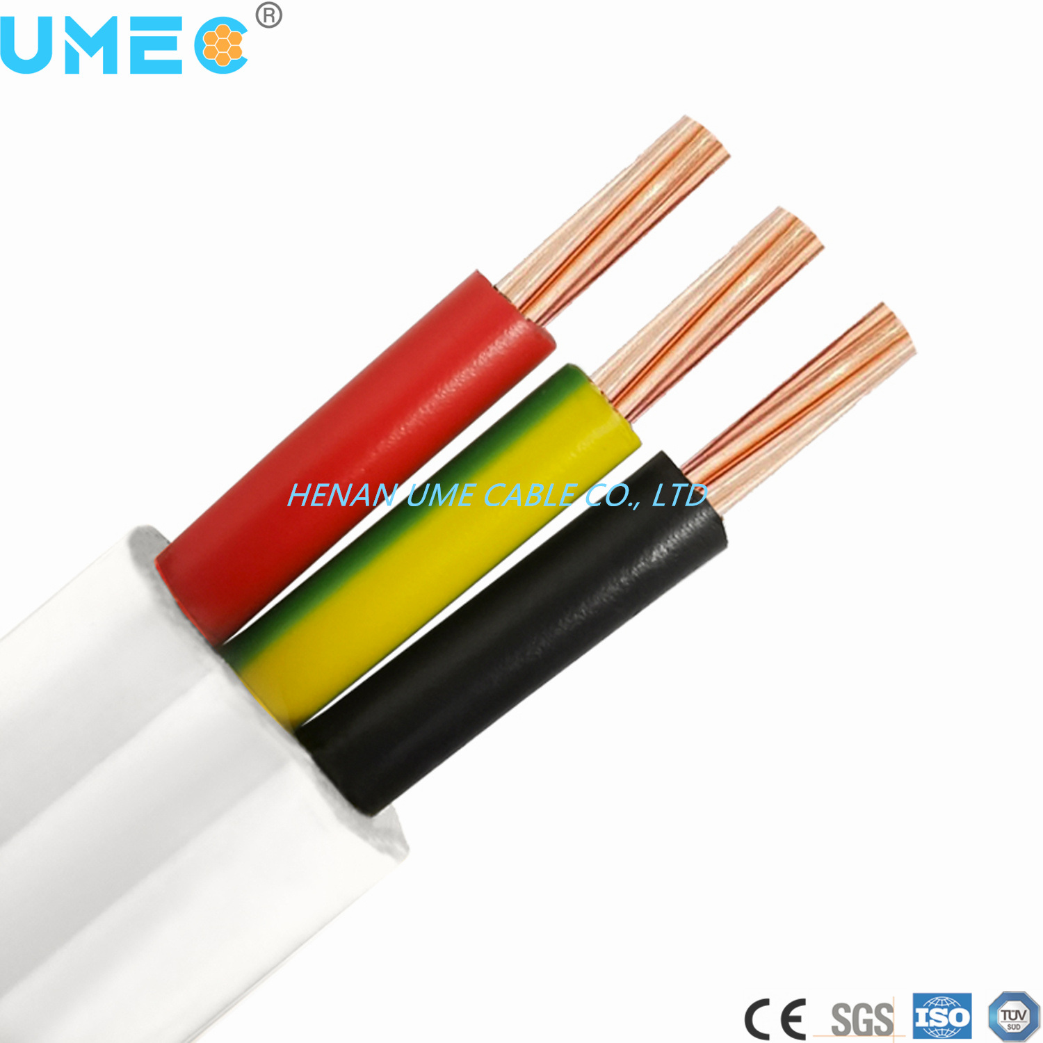 
                Thermo Plastic-Sheathed Cable Conductor de cobre del cable de alimentación aislados con PVC, TPS cable plano
            