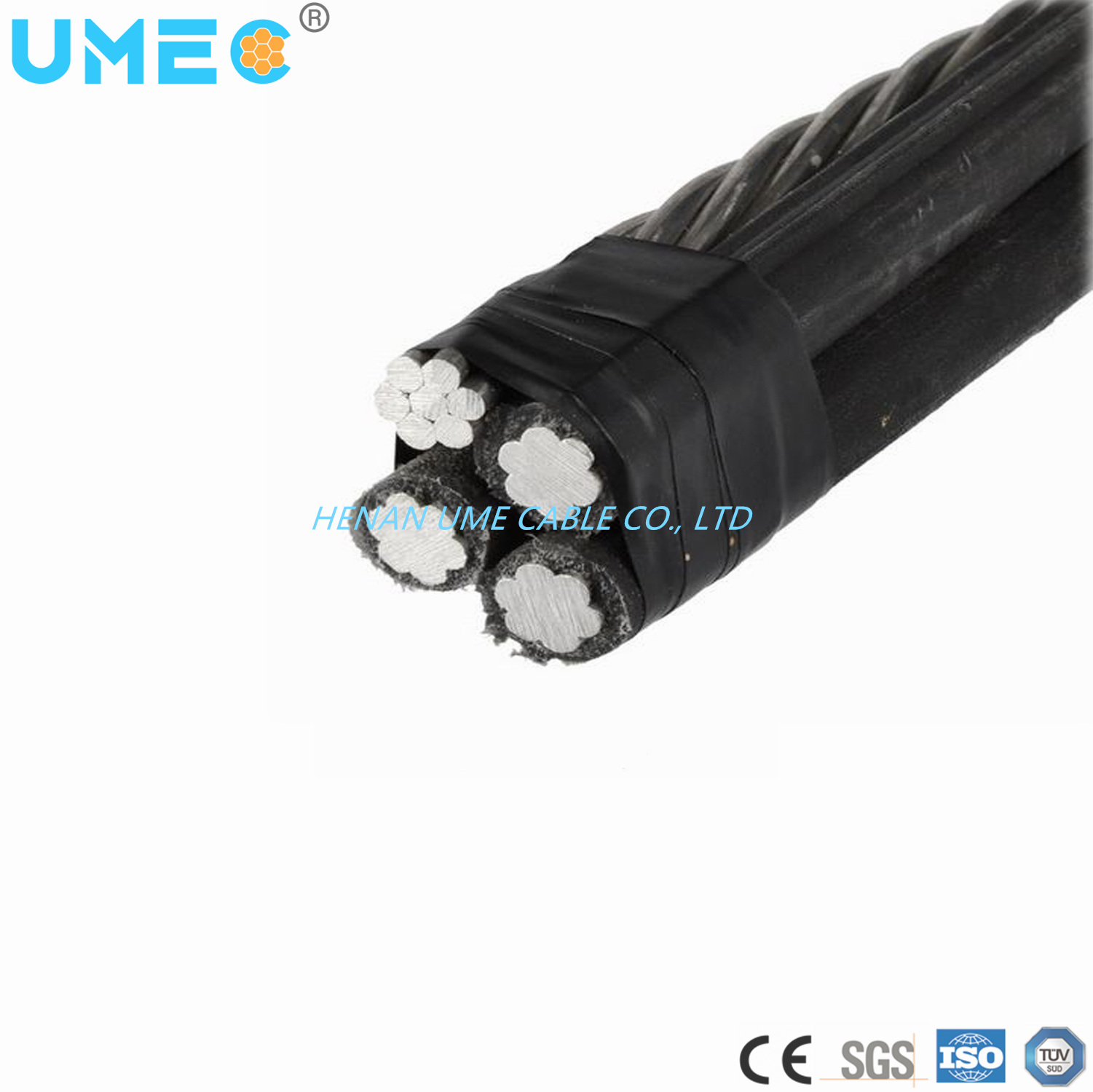 XLPE/PE/PVC Insulated Aluminum Conductor 2/4/6AWG 4 Strands Conductor Quadruplex Service Drop Cable