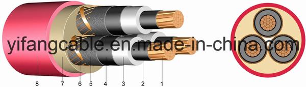 Cina 
                                 3.8/6.6 (7.2) chilovolt U/G Cables 6.6kv, XLPE, IEC 60502 di 3X185mm2 Copper Conductor BS-6622                              produzione e fornitore