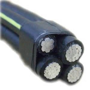 
                600 V, el tipo de cable de aluminio Quadruplex Urd 1/0AWG Alambre de aluminio enterramiento directo sobrecarga Triplex servicio de cable Cable caída
            