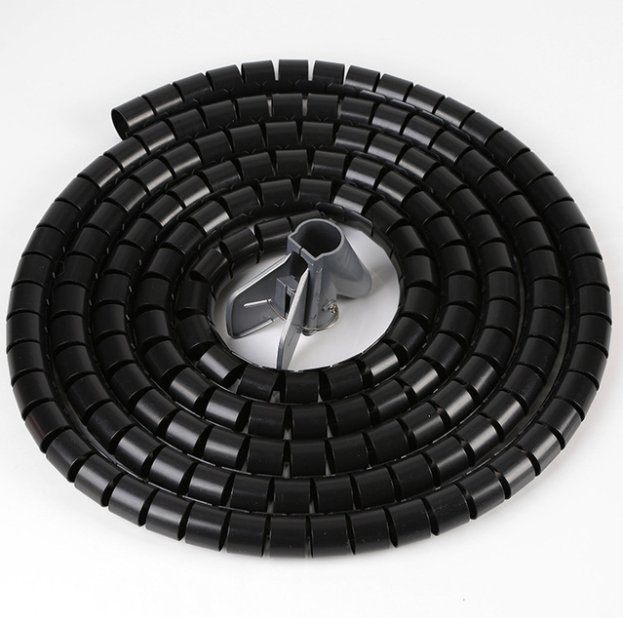
                Spirale noire Durit du tuyau de gestion des câbles du bobinage à wrapper de tube enroulé en spirale du tube de ligne de bandes d′enrubannage
            
