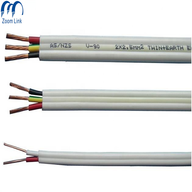 Flexible Copper Electric PVC Insulation Twin/Multi Flat with Earth Cables Hot Selling