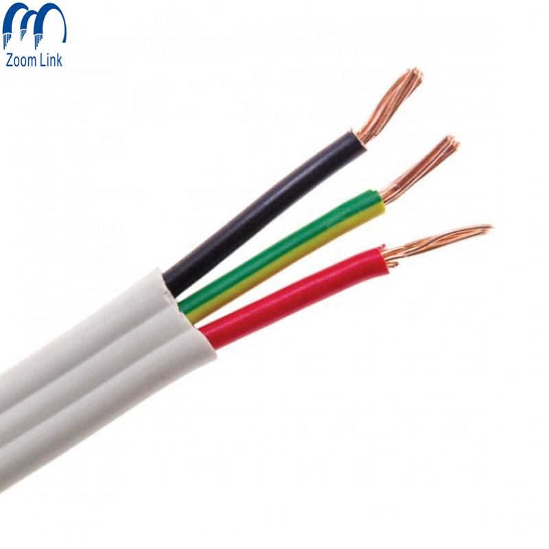 China 
                Casa de cables plano Twin +Tierra cable de alambre eléctrico de cobre puro Aislamiento de PVC plano
              fabricante y proveedor
