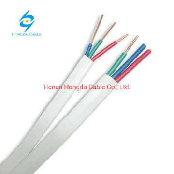 
                Conductor de cobre de 3 núcleos de revestimiento de PVC flexible de 2,5 mm de cable plano de 4mm 1,5 mm
            