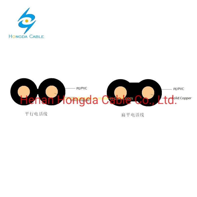 HDPE Insulated 2 Core 0.8mm 0.71mm Telephone Copper Wire Flat Drop Wire