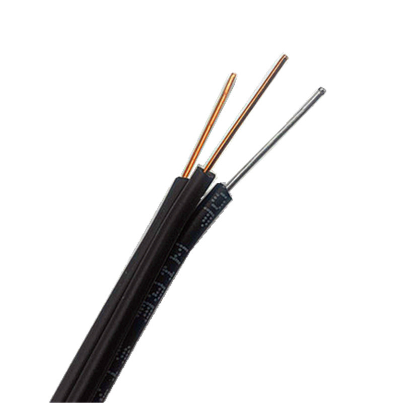 PVC Jacket 3 Core Self Supported Copper Telephone Drop Wire 0.9mm with Galvanized Steel Support Wire