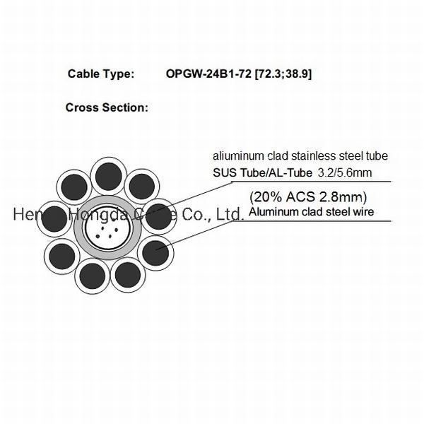 China 
                                 Tubo de acero inoxidable de ACS el 20% de fibra óptica Cable de comunicación Opgw 12core core core 24 48                              fabricante y proveedor